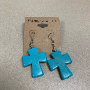 Beautiful semiprecious stone cross earrings